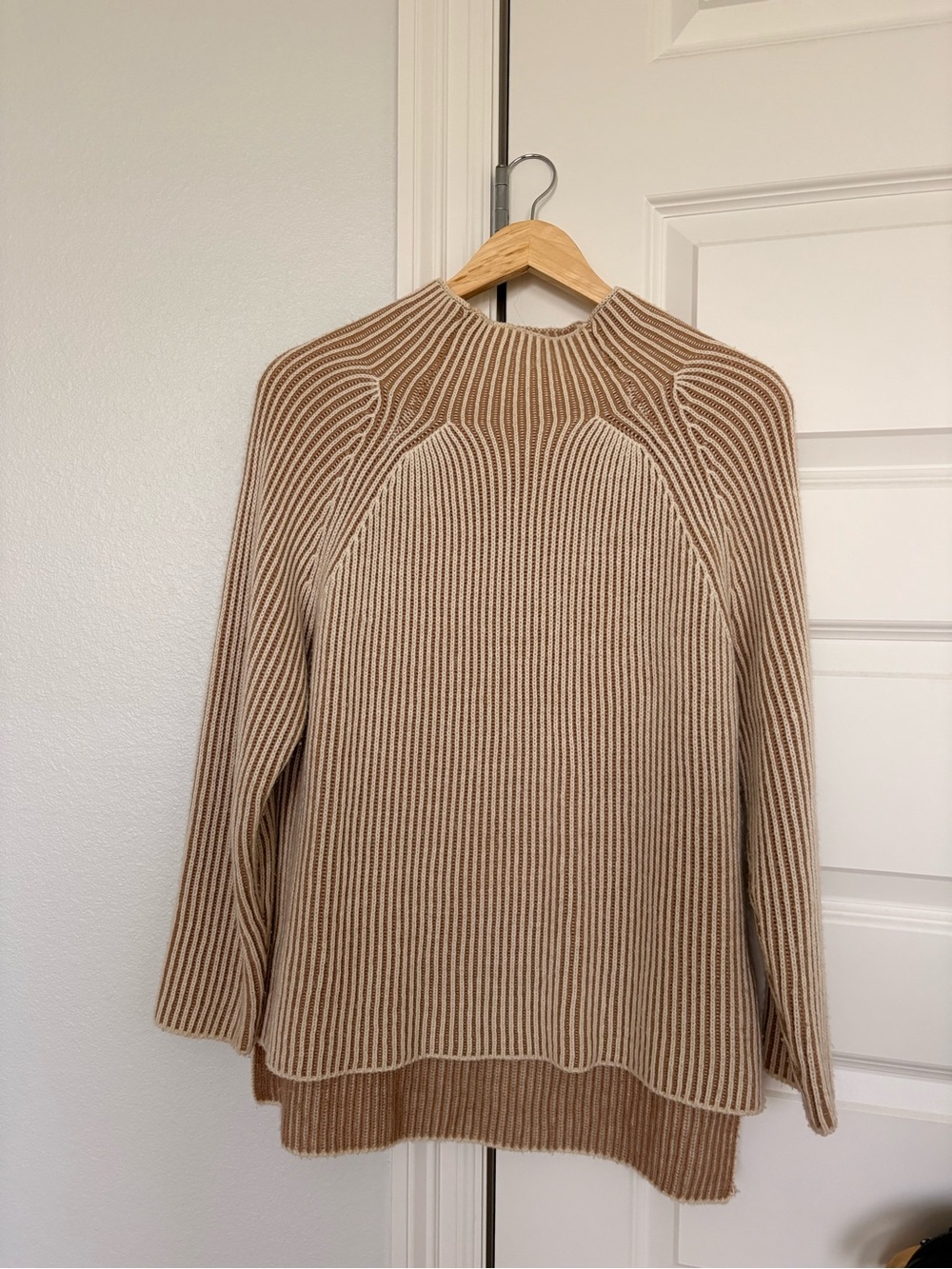 Gianni Bini Beige and Cream Ribbed Knit Women's Sweater
